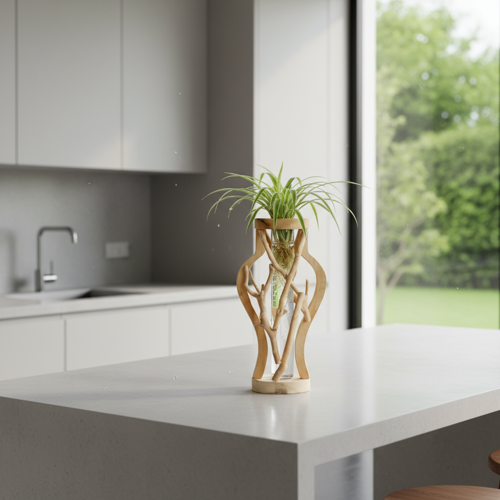 Natura Home Wooden Vase – Unique Organic Design for Stylish Plant Display
