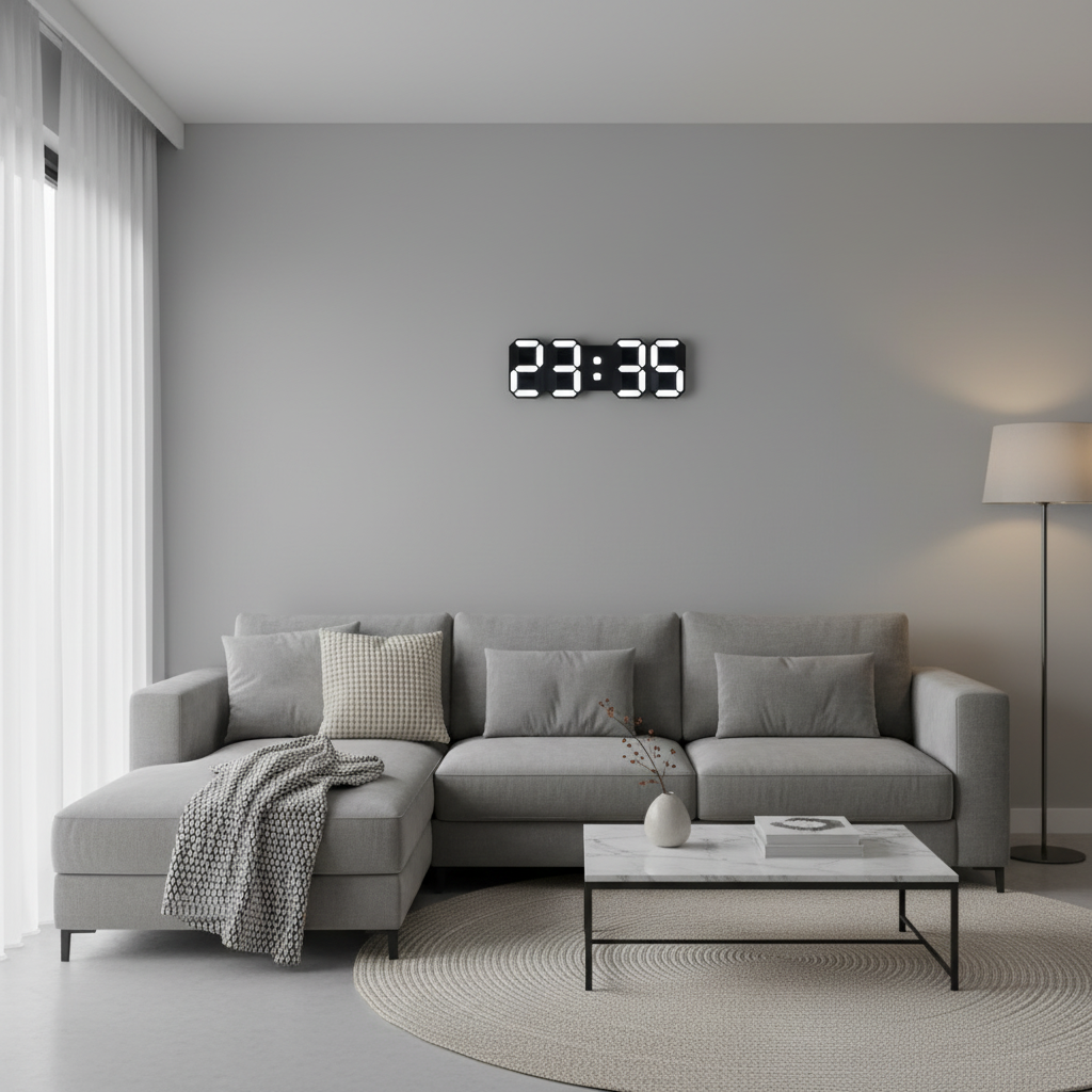 Nexis Modern 3D LED Digital Wall Clock – Stylish Decor for Contemporary Spaces