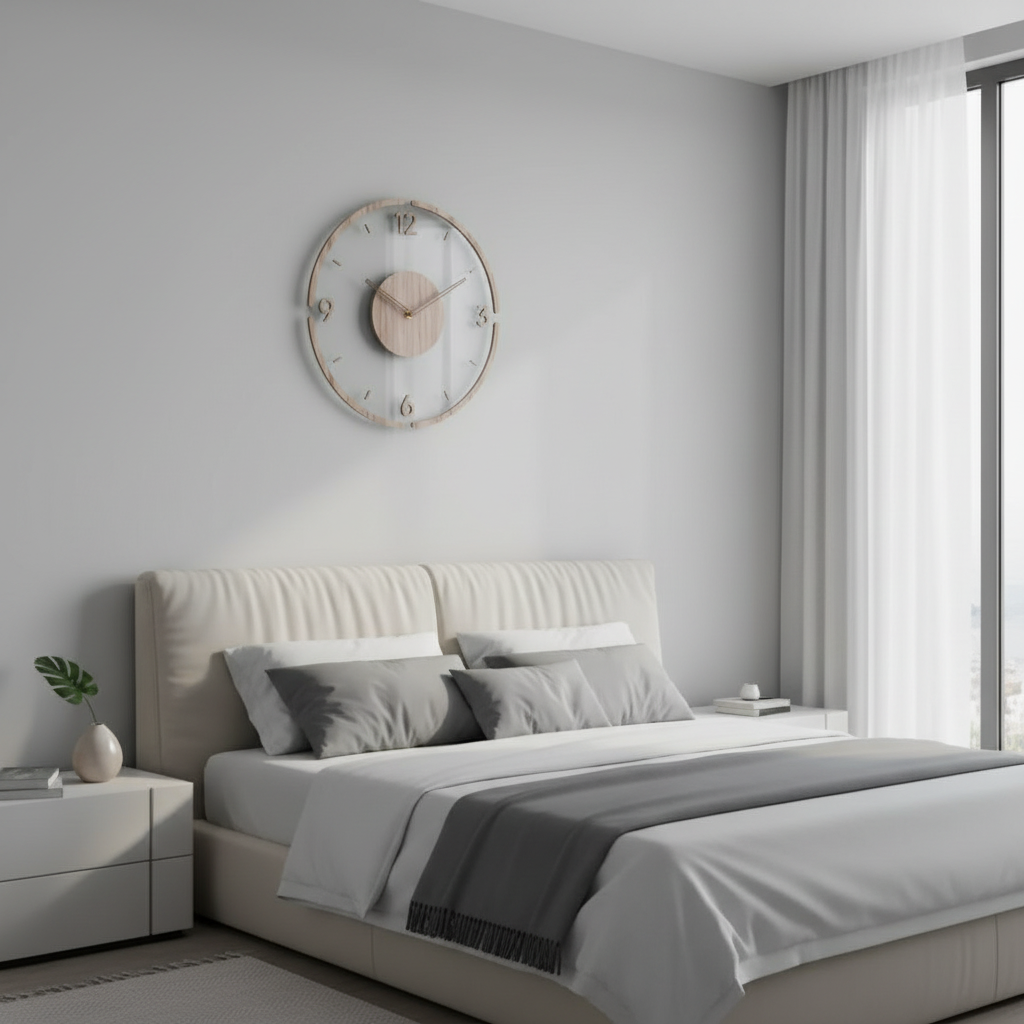 Nock Modern Wall Clock – Stylish Acrylic and Wood Design for Peaceful Living Spaces