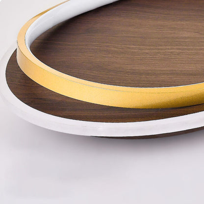 Nira Modern Walnut Grain LED Flush Mount Ceiling Light – Stylish Illumination for Any Space