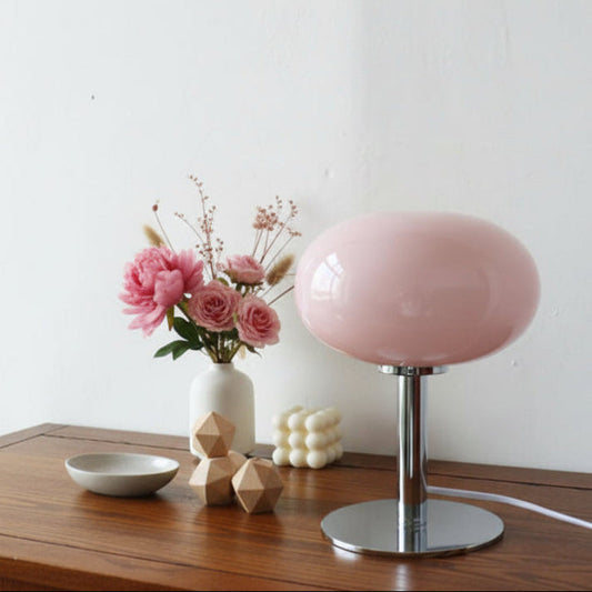 Orelis Vintage Round Glass Table Lamp – Elegant Glass Design for Bedside or Living Room