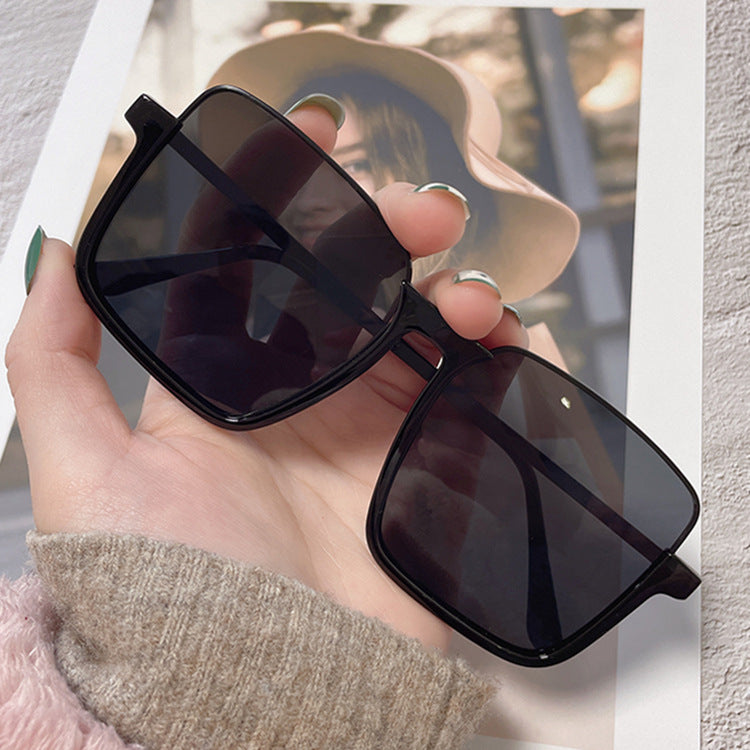 Rhi Women's Oversized Square Sunglasses – Trendy Half Rim Design for UV Protection