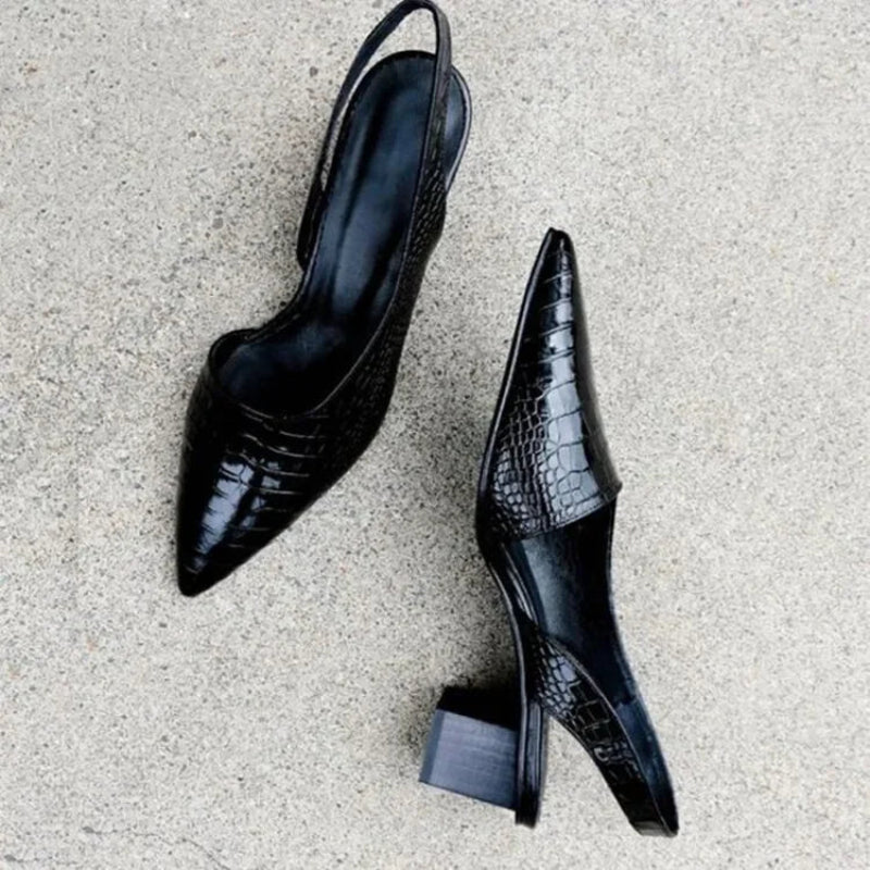 Lucille Women's Black Heels – Elegant Slingback Pumps for All-Day Comfort