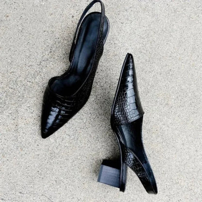 Lucille Women's Black Heels – Elegant Slingback Pumps for All-Day Comfort