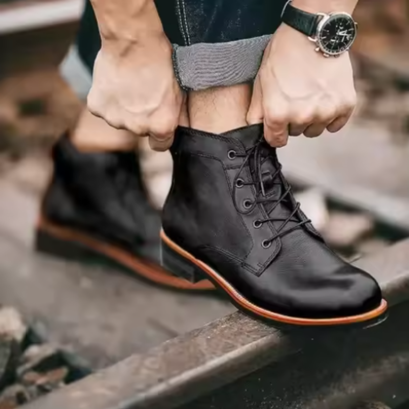 Linus Men's Leather Boots – Comfortable Non-Slip Design for All-Day Wear