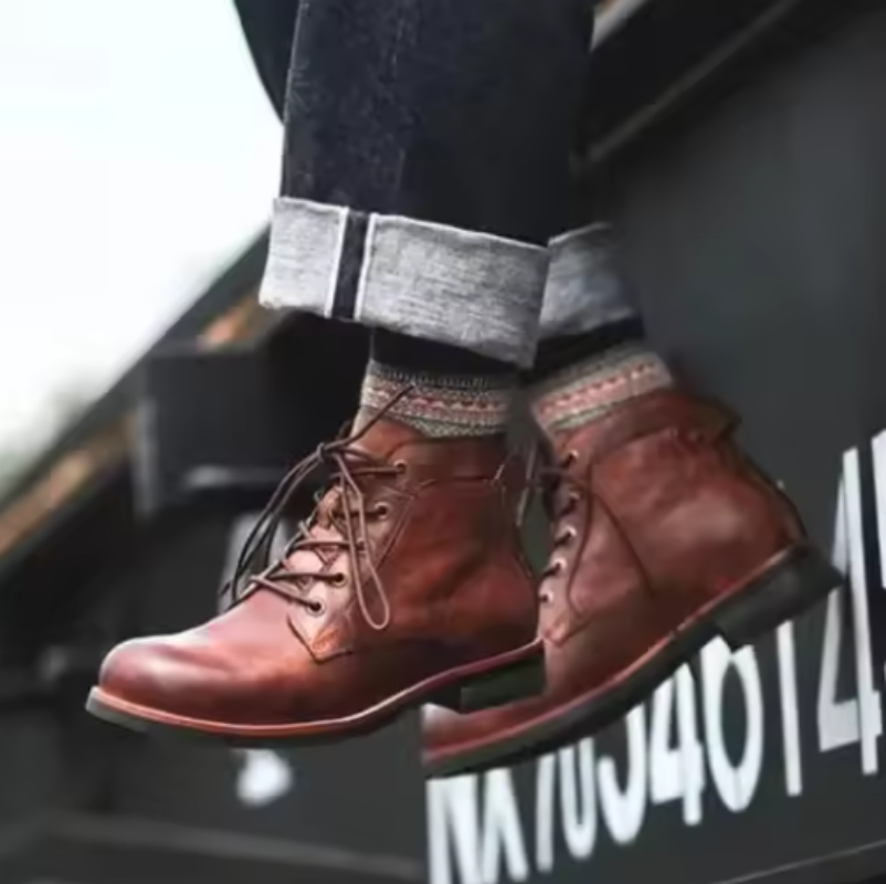 Linus Men's Leather Boots – Comfortable Non-Slip Design for All-Day Wear