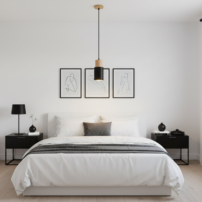Pavelle Cylindrical Pendant Light for Modern Spaces – Stylish Wood and Metal Design