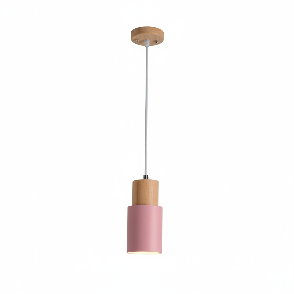 Pavelle Cylindrical Pendant Light for Modern Spaces – Stylish Wood and Metal Design