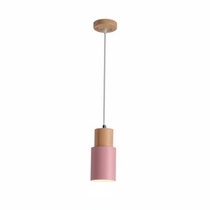 Pavelle Cylindrical Pendant Light for Modern Spaces – Stylish Wood and Metal Design