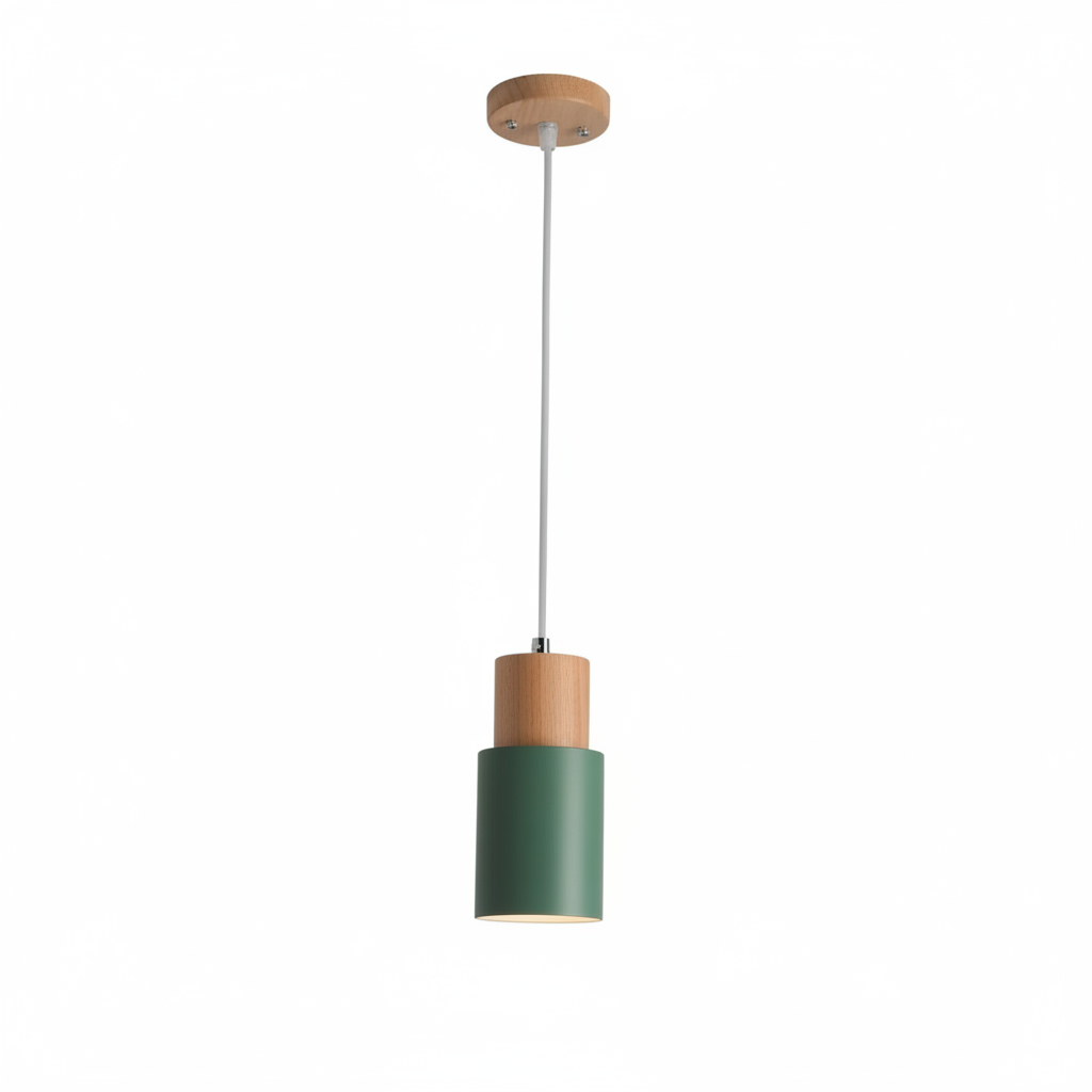 Pavelle Cylindrical Pendant Light for Modern Spaces – Stylish Wood and Metal Design