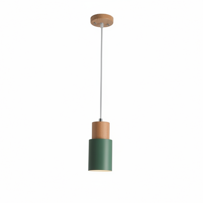 Pavelle Cylindrical Pendant Light for Modern Spaces – Stylish Wood and Metal Design