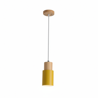 Pavelle Cylindrical Pendant Light for Modern Spaces – Stylish Wood and Metal Design