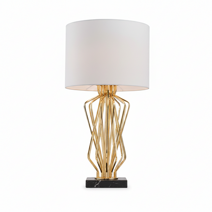Brielle Elegant Gold Nightstand Lamp – Soft Fabric Shade for Cozy Ambiance