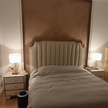 Brielle Elegant Gold Nightstand Lamp – Soft Fabric Shade for Cozy Ambiance