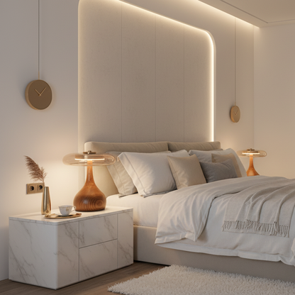 Esmira Retro Bedroom Lamp – Elegant Glass Design for Cozy Bedside Lighting