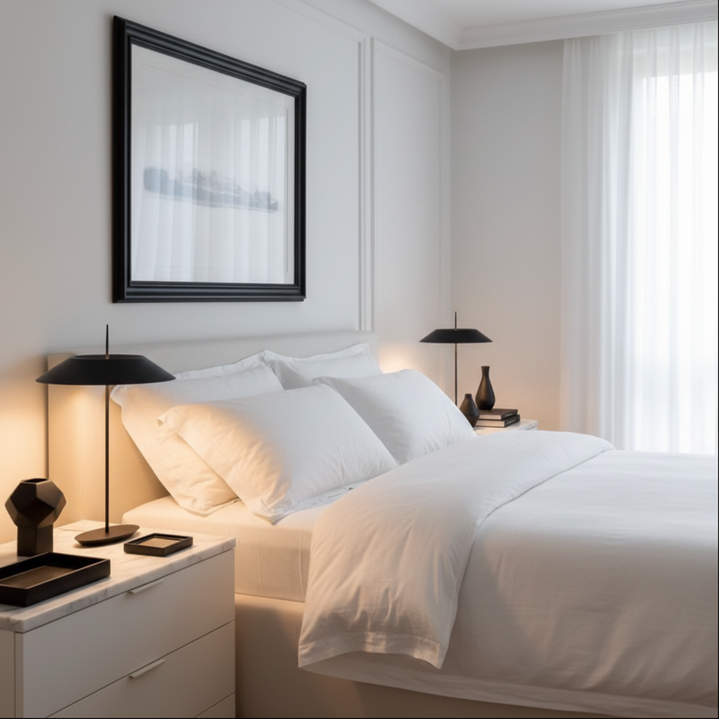 Gavor Nordic Black Bedside Lamp – Elegant Touch for Cozy Bedroom Ambiance