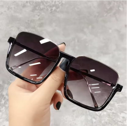 Rhi Women's Oversized Square Sunglasses – Trendy Half Rim Design for UV Protection