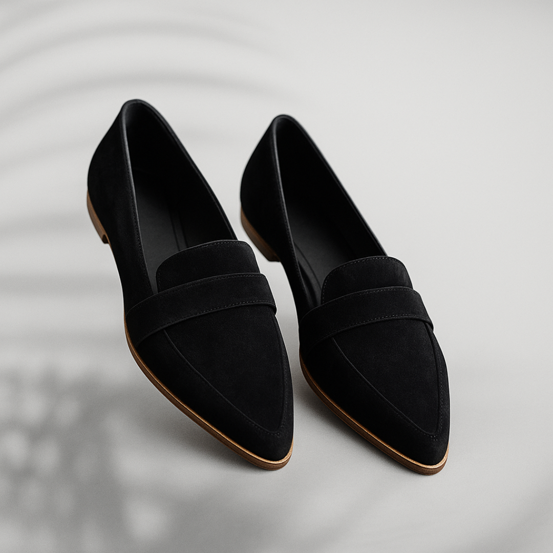 Selene Women's Black Loafers – Chic Pointed Toe for All-Day Comfort