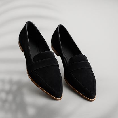 Selene Women's Black Loafers – Chic Pointed Toe for All-Day Comfort