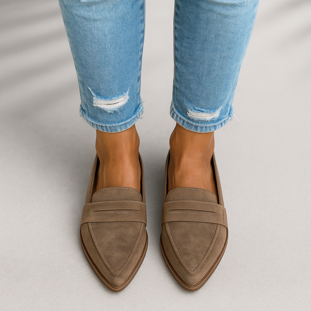 Selene Women's Black Loafers – Chic Pointed Toe for All-Day Comfort