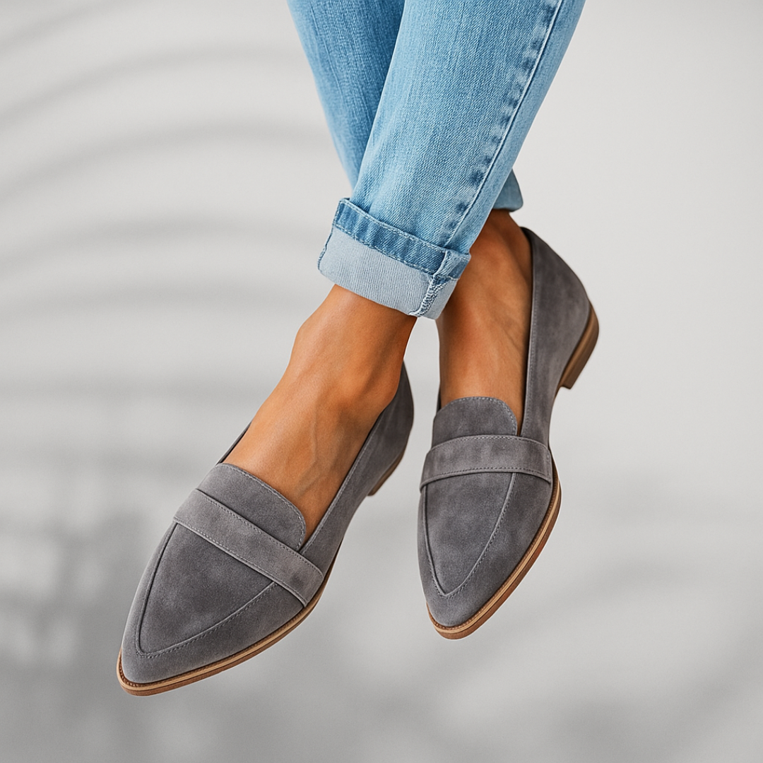Selene Women's Black Loafers – Chic Pointed Toe for All-Day Comfort