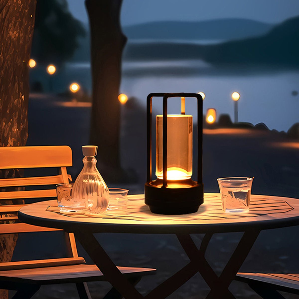 Valen Sleek Portable Lantern Table Lamp – Cordless Design for Adjustable Bedside Lighting