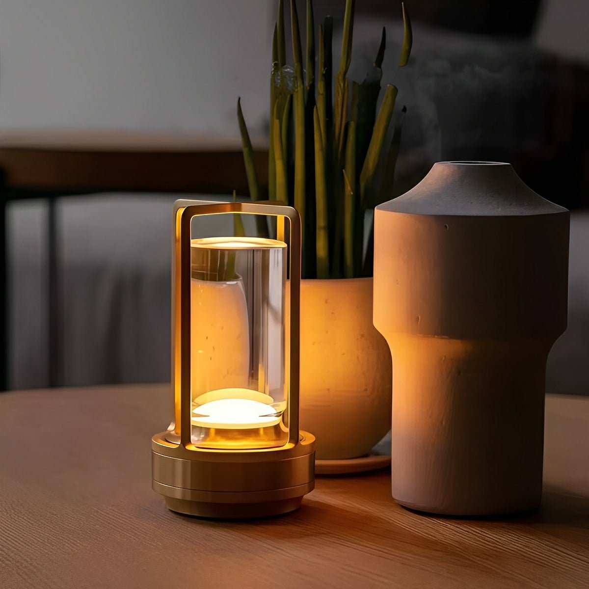 Valen Sleek Portable Lantern Table Lamp – Cordless Design for Adjustable Bedside Lighting