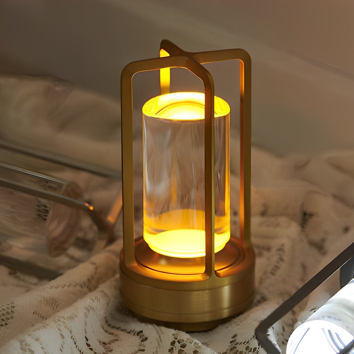 Valen Sleek Portable Lantern Table Lamp – Cordless Design for Adjustable Bedside Lighting