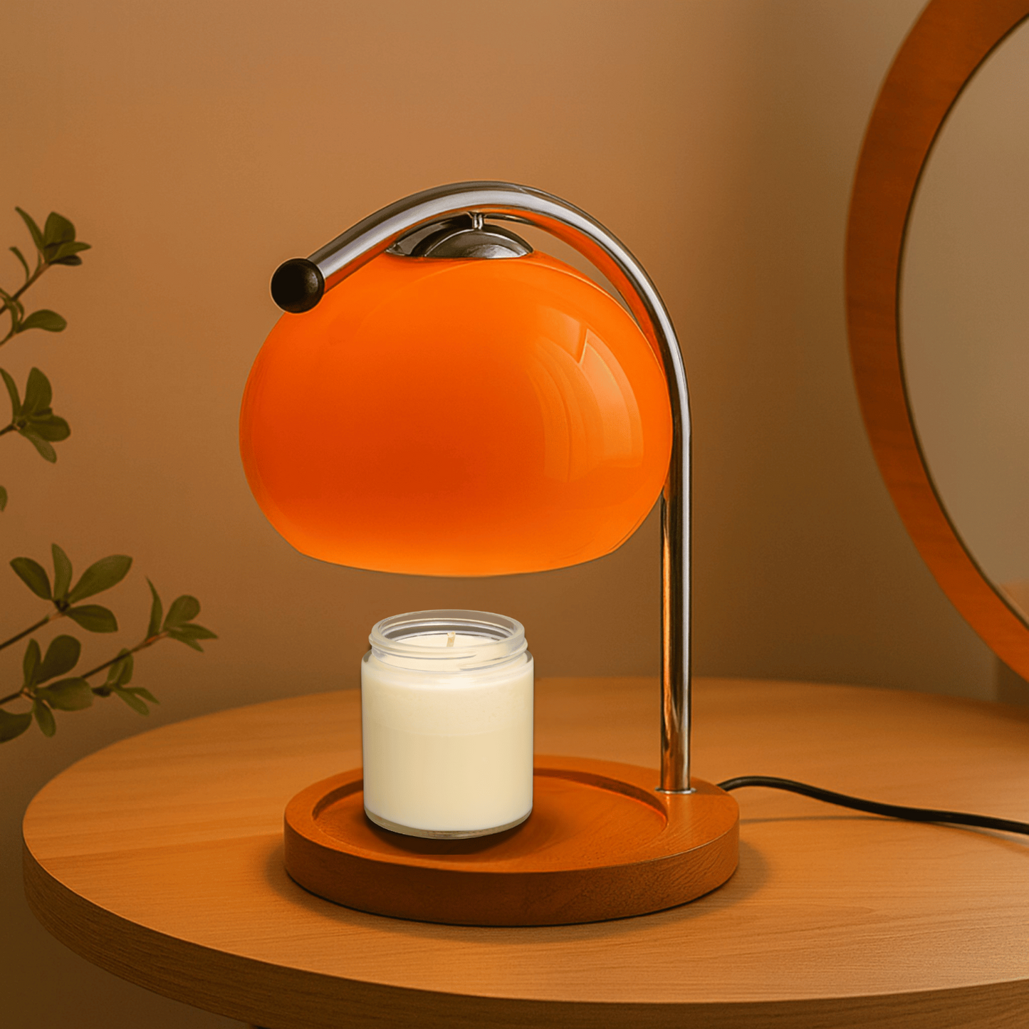 Halden Sleek Stained Glass Candle Warmer Lamp – Flameless Aroma Experience for Home