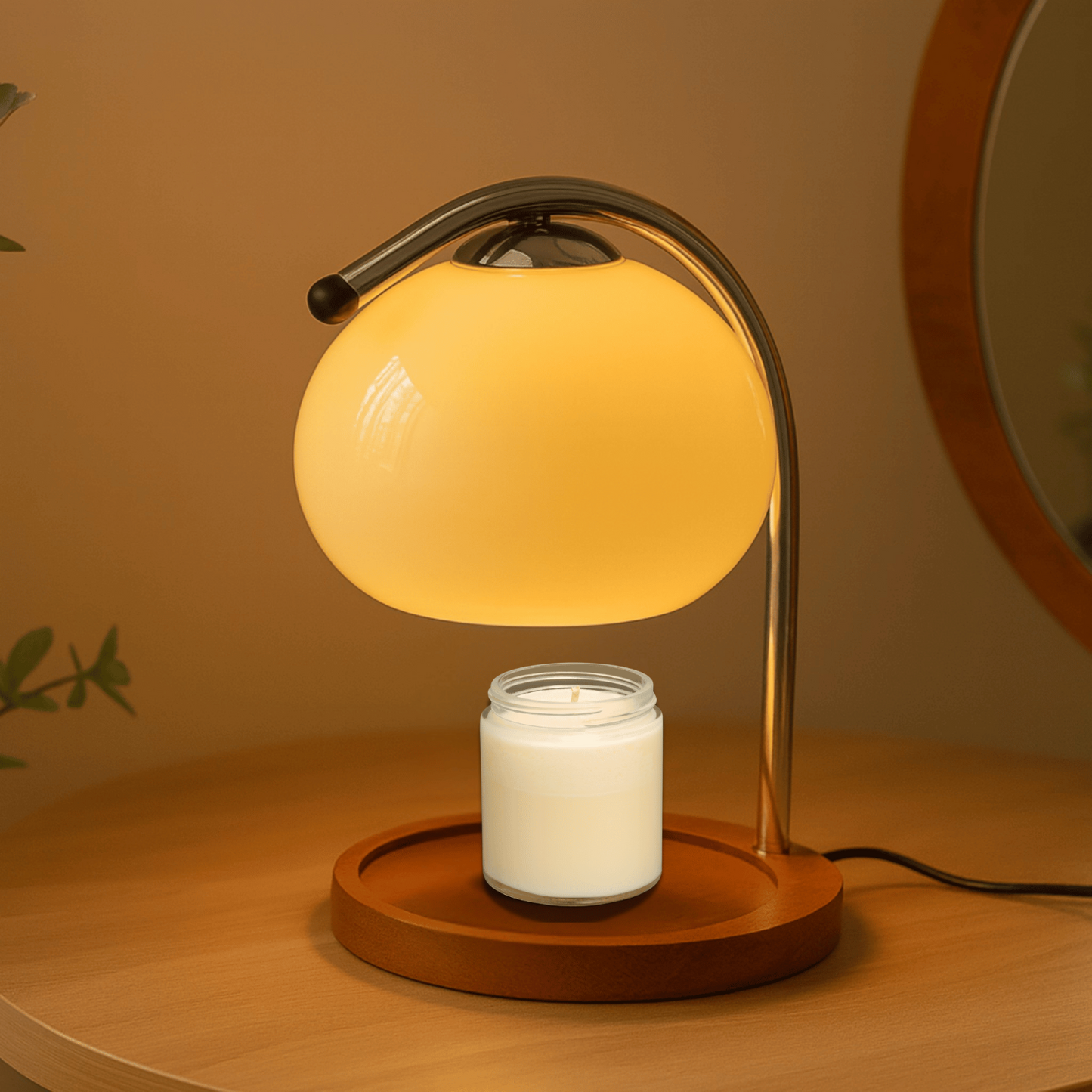 Halden Sleek Stained Glass Candle Warmer Lamp – Flameless Aroma Experience for Home