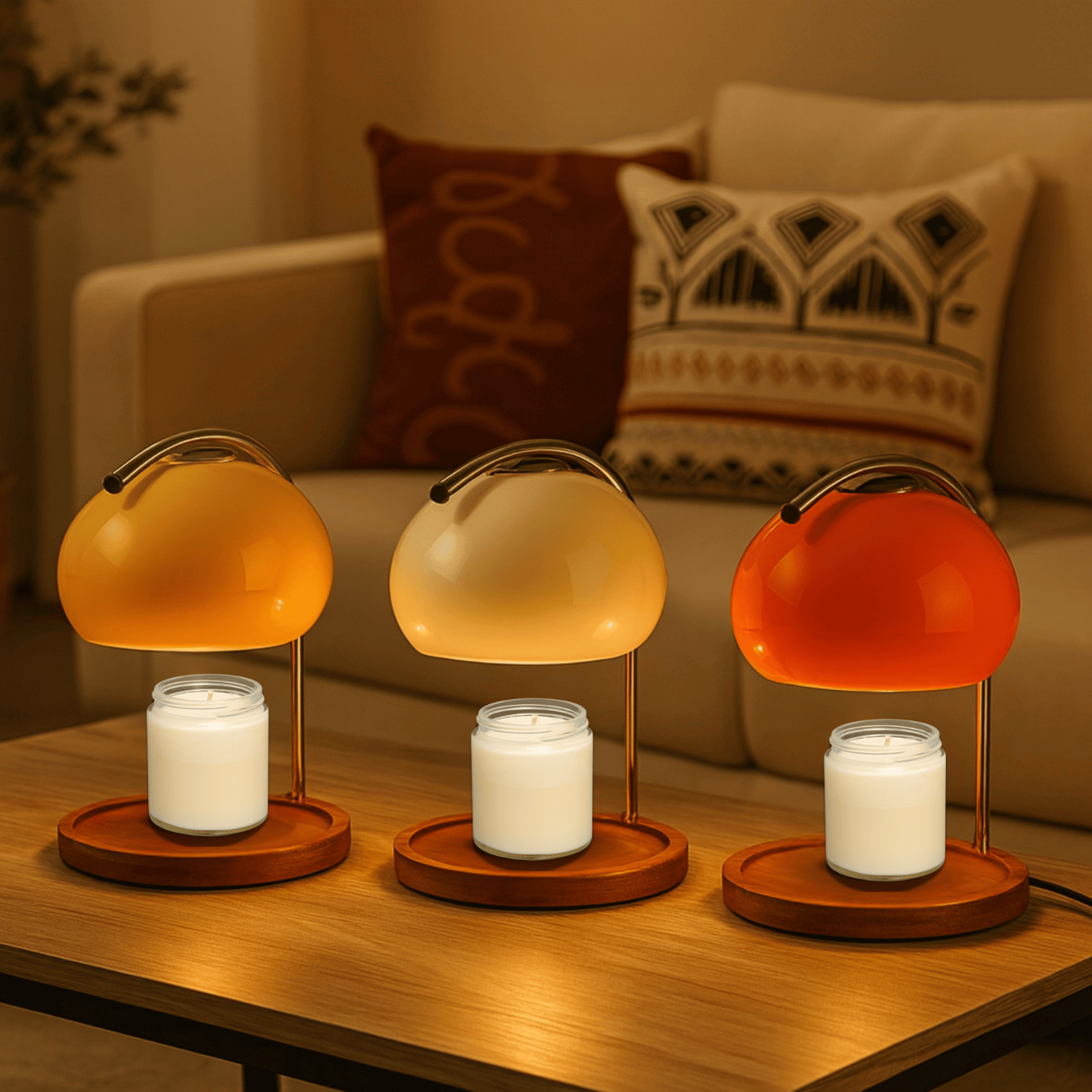 Halden Sleek Stained Glass Candle Warmer Lamp – Flameless Aroma Experience for Home