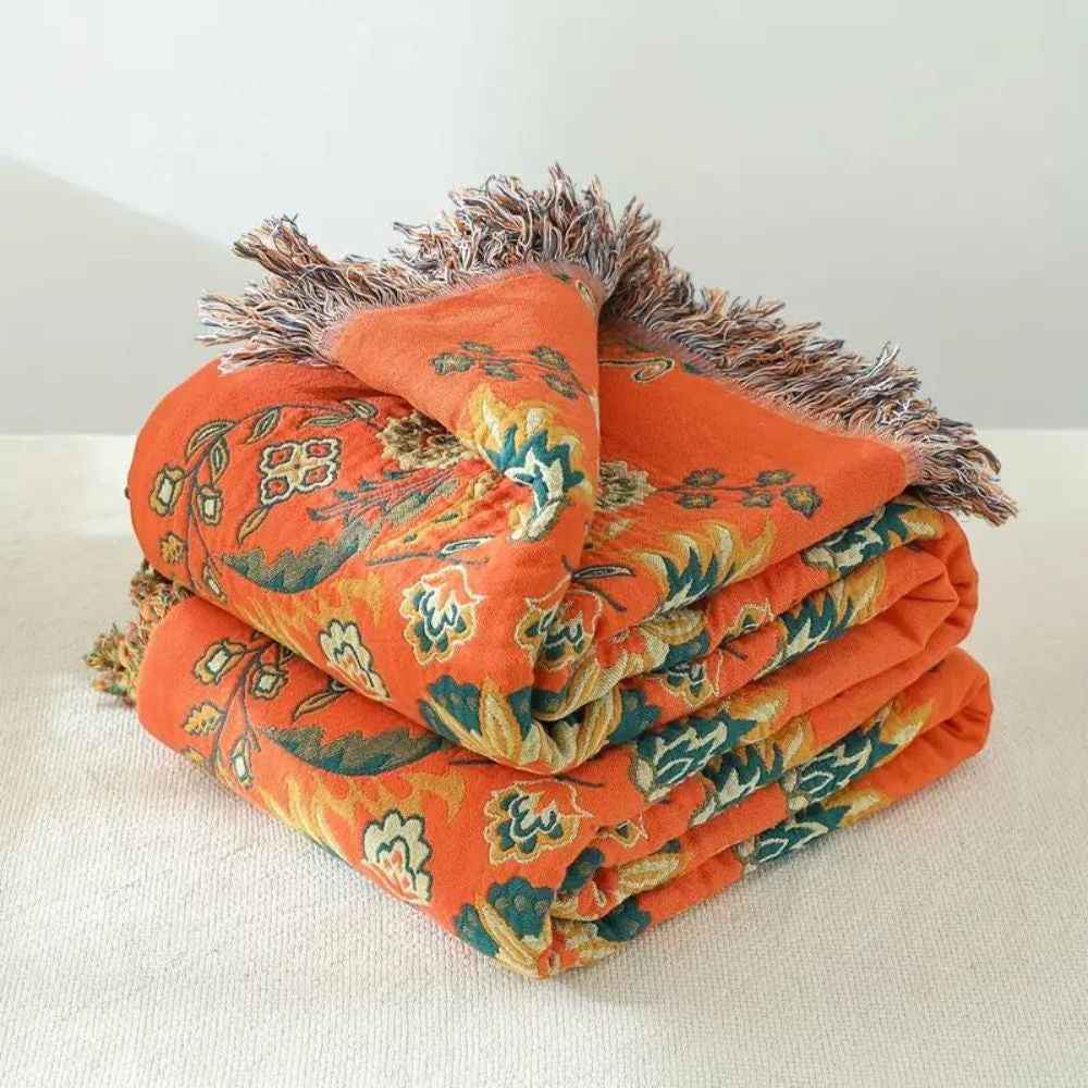 Sammy Cozy Flower Boho Throw Blanket – Lightweight Knitted Design for Versatile Comfort