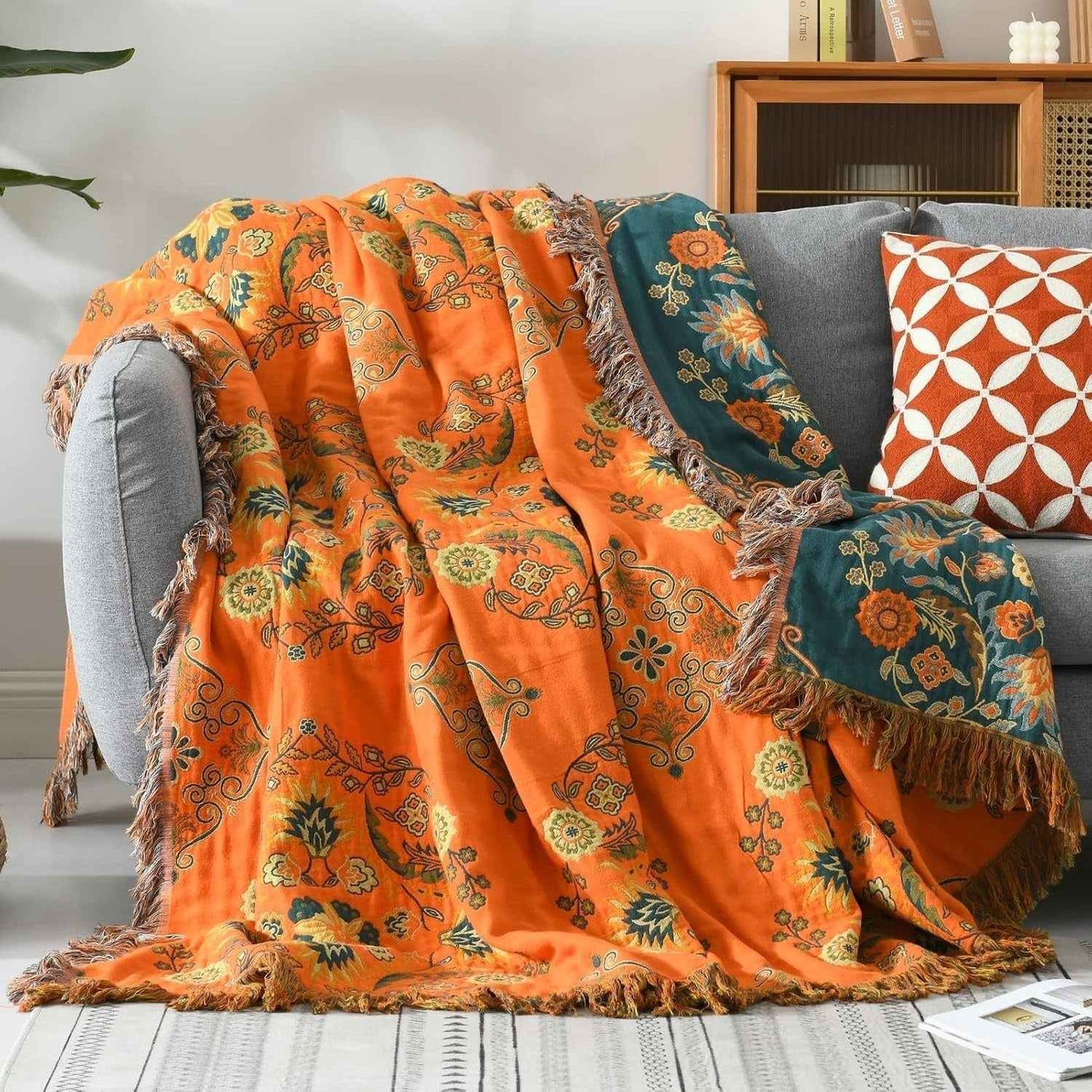 Sammy Cozy Flower Boho Throw Blanket – Lightweight Knitted Design for Versatile Comfort