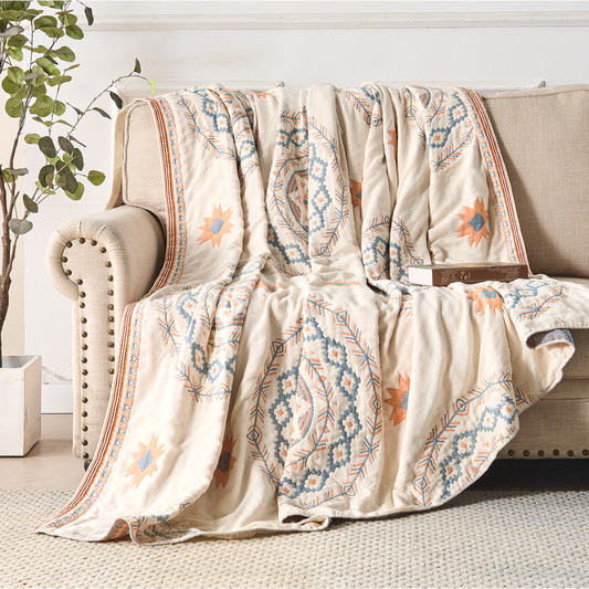 Sophie Bohemian Knitted Throw Blanket – Lightweight Cozy Layer for Any Space