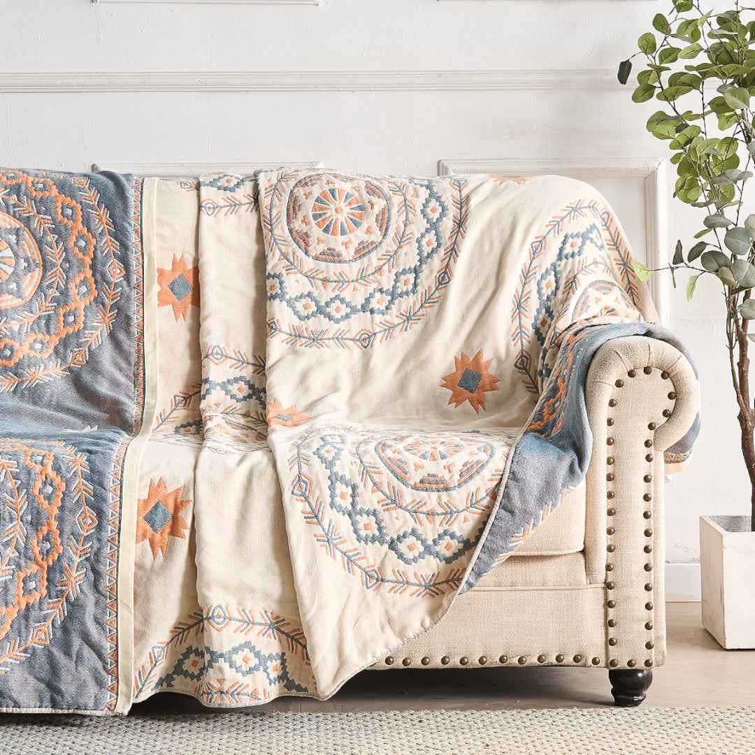 Sophie Bohemian Knitted Throw Blanket – Lightweight Cozy Layer for Any Space
