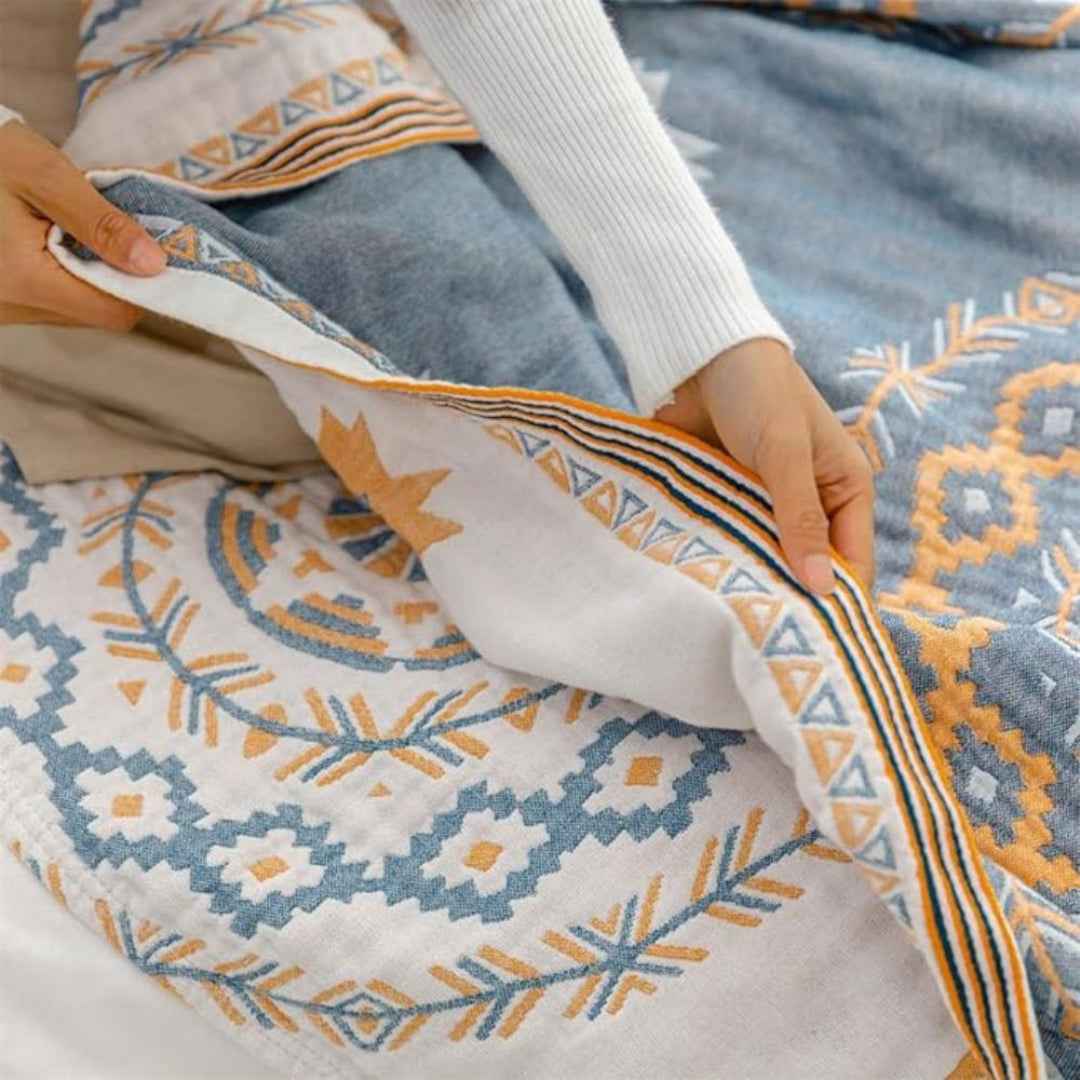 Sophie Bohemian Knitted Throw Blanket – Lightweight Cozy Layer for Any Space