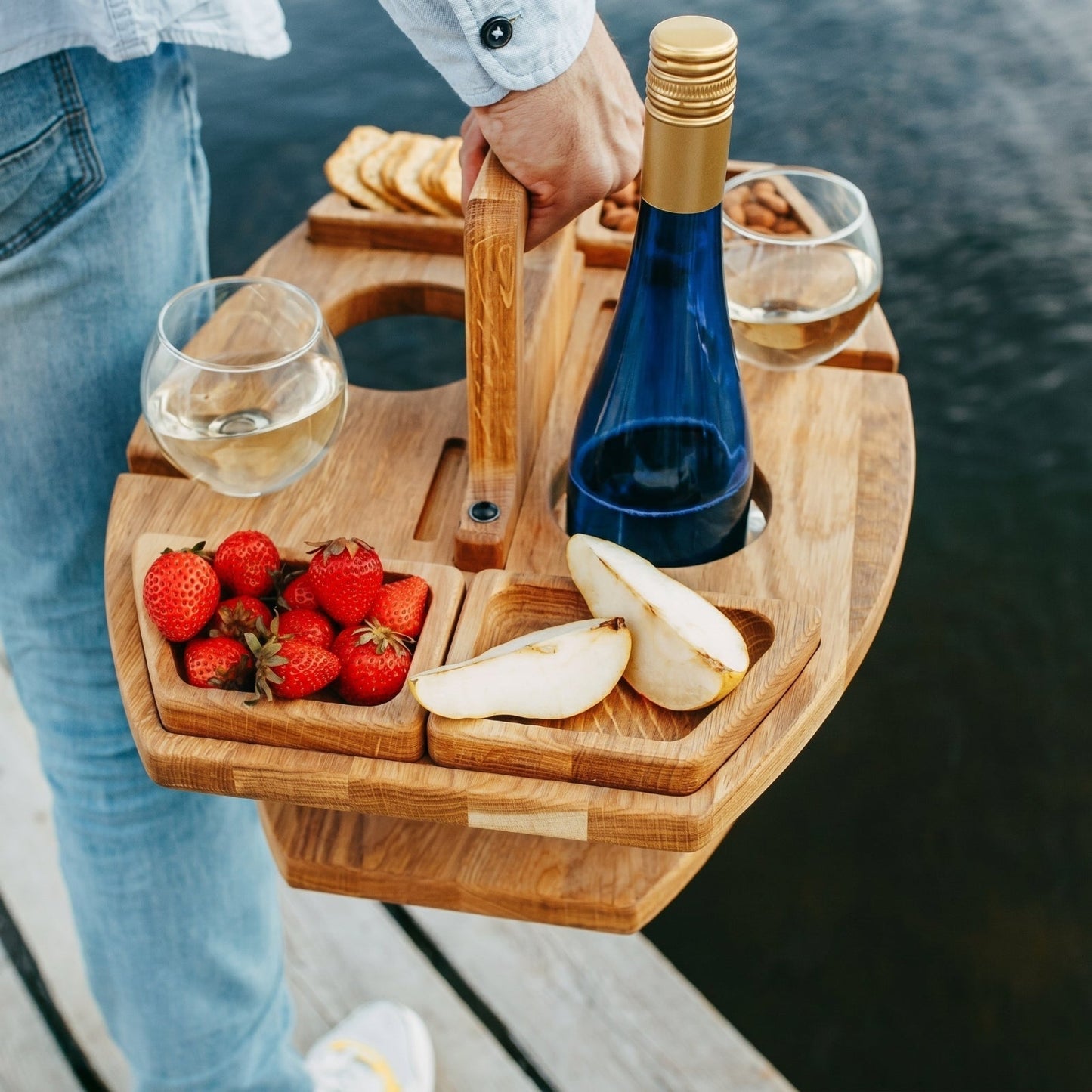 Cita Outdoor Bamboo Caddy Table – Lightweight Design for Easy Outdoor Use