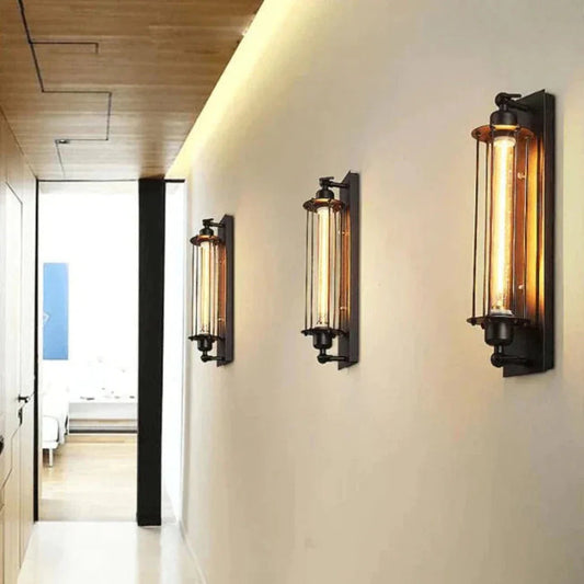 Eldric Black Vintage Bathroom Wall Light – Elegant Matte Black Design for Cozy Ambiance
