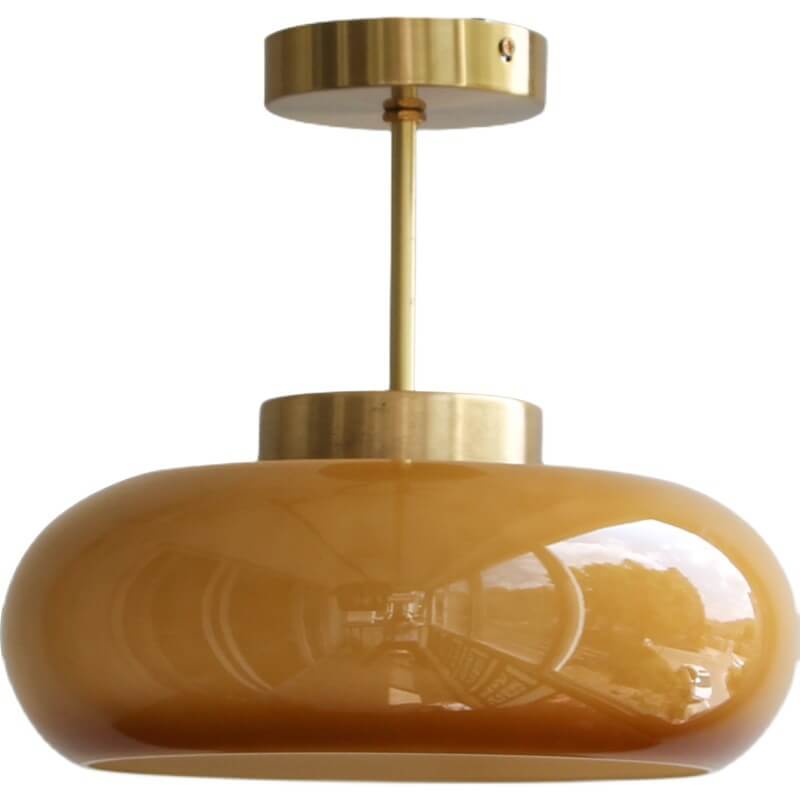 Quorin Vintage Yellow Glass Ceiling Light – Elegant Semi-Flush Mount Design