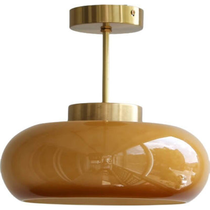 Quorin Vintage Yellow Glass Ceiling Light – Elegant Semi-Flush Mount Design