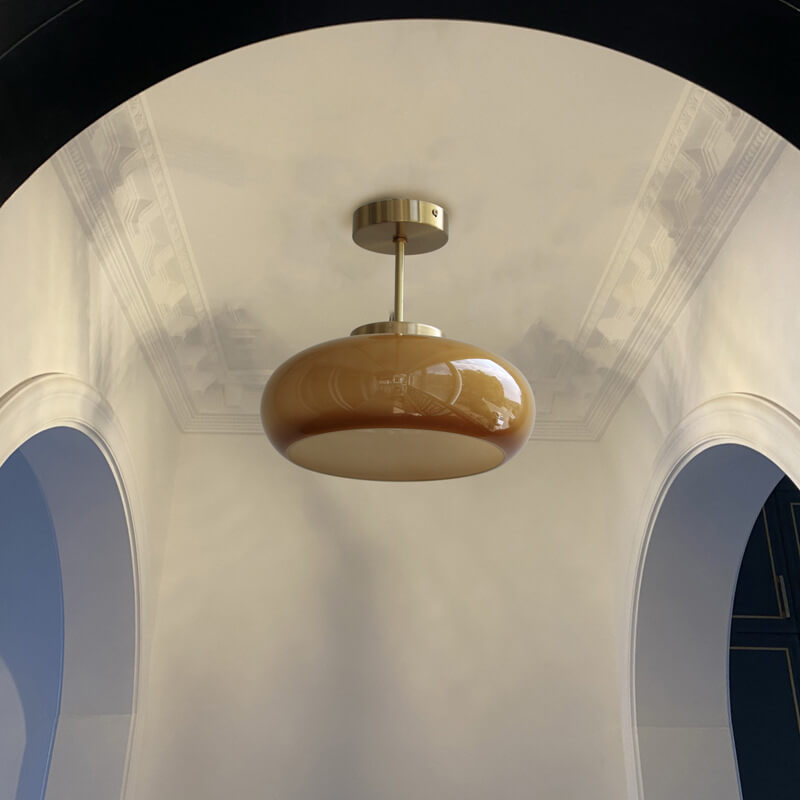 Quorin Vintage Yellow Glass Ceiling Light – Elegant Semi-Flush Mount Design