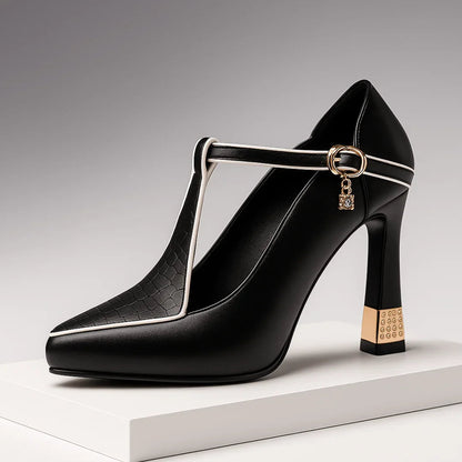 Vivianna Women's Heels – Stylish T-Strap Design for All-Day Comfort
