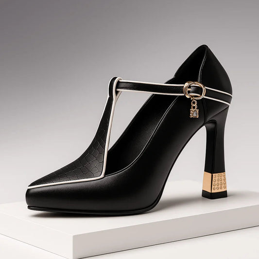 Vivianna Women's Heels – Stylish T-Strap Design for All-Day Comfort