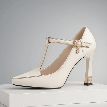 Vivianna Women's Heels – Stylish T-Strap Design for All-Day Comfort