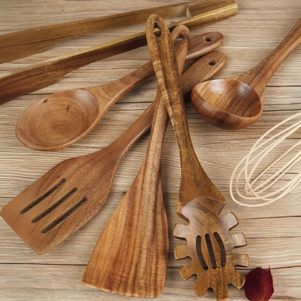 Arden Eco-Friendly Wooden Cooking Utensils Set – Durable 7-Piece Kitchen Essential