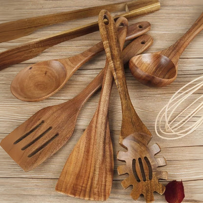 Arden Eco-Friendly Wooden Cooking Utensils Set – Durable 7-Piece Kitchen Essential