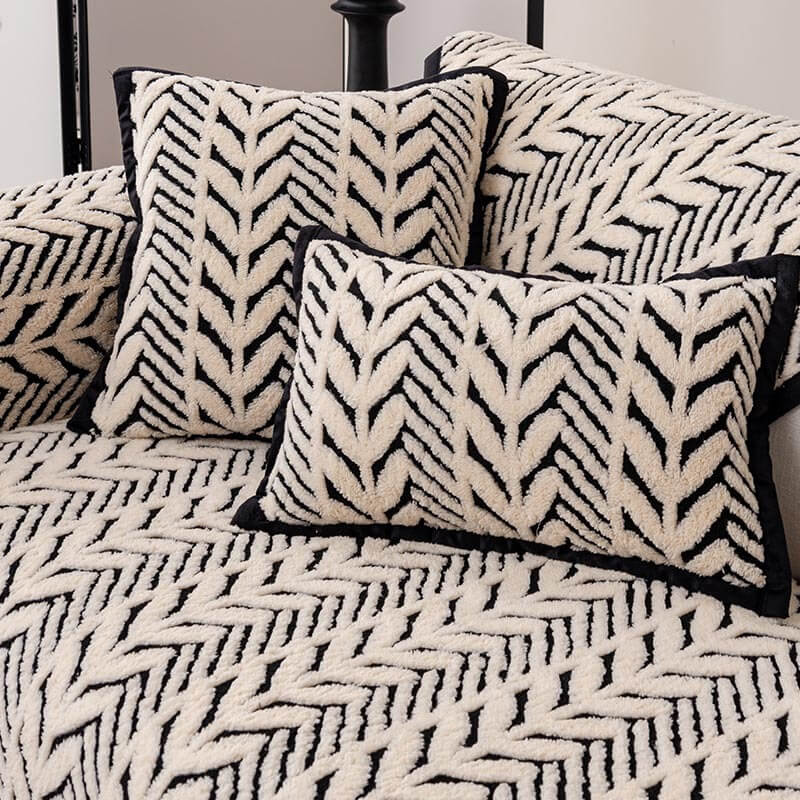 Wheat-Ear Plush Couch Cover – Stylish Pet-Friendly Protection