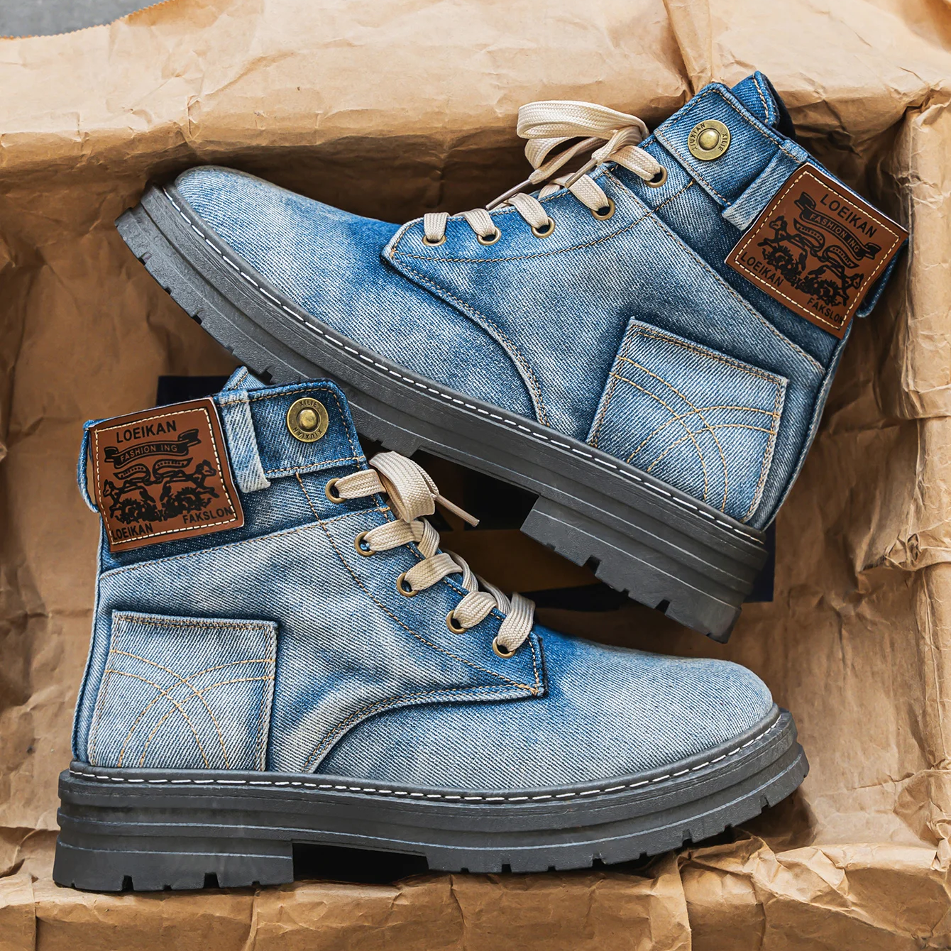 Winston Men's Rugged Denim Boots – Durable High-Cut Design for All-Day Comfort
