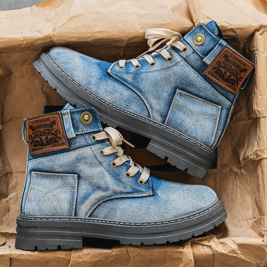 Winston Men's Rugged Denim Boots – Durable High-Cut Design for All-Day Comfort