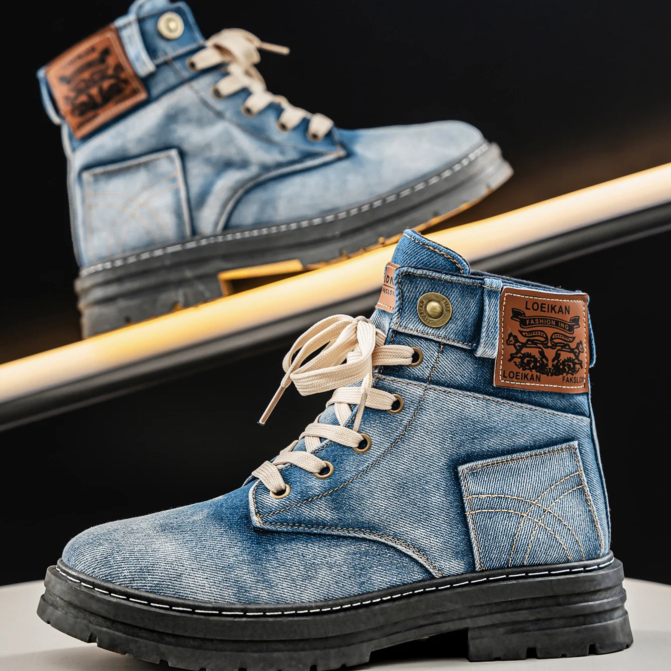Winston Men's Rugged Denim Boots – Durable High-Cut Design for All-Day Comfort